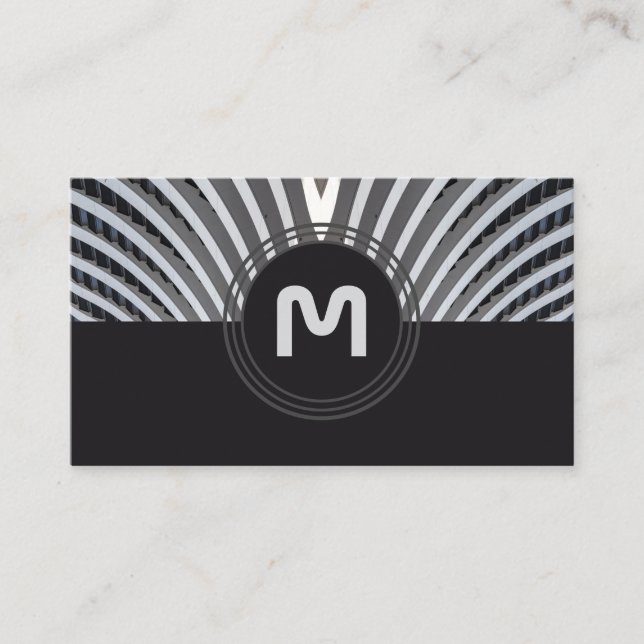 Elegante Monogramm-Bio Architekturwellen Visitenkarte (Vorderseite)