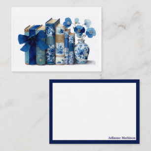 Elegante Monogramm-Blumen-Notizkarten für Bücherli Mitteilungskarte