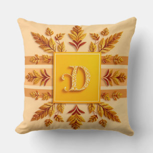 Elegante Monogramm-Designs mit goldenen Blättern Kissen