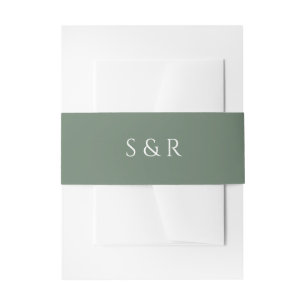 Elegante Monogramm-Einladung in Salbeigrün Einladungsbanderole