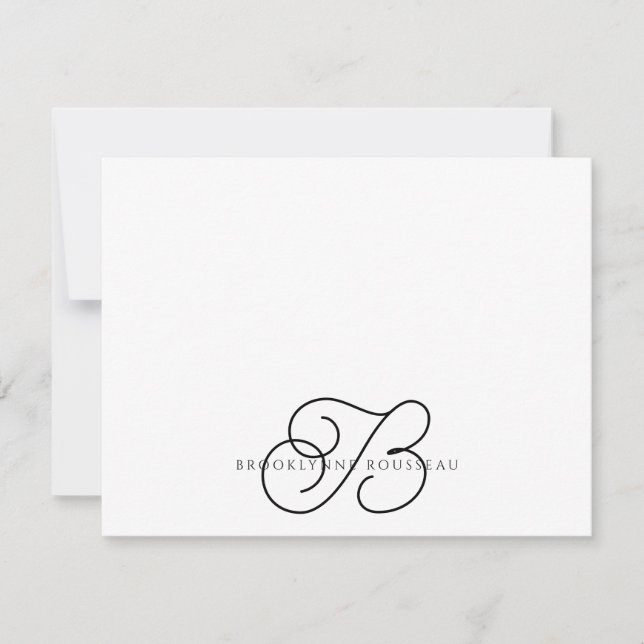 Elegante Monogramm-Flachnotizkarte Mitteilungskarte (Vorderseite)