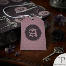 Elegante Monogramm Fleur-de-Lis Mauve Geschenkanhä