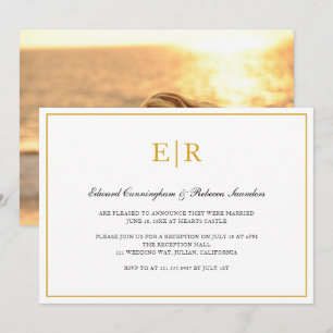 Elegante Monogramm-Formale Goldene Hochzeitsfeier Einladung