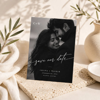 Elegante Monogramm-Foto-Save-the-Date-Karte. Save The Date