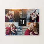 Elegante Monogramm-FotoCollage<br><div class="desc">Personalisieren Sie es mit Ihrem Hochzeitsdatum, Familiennamen oder jedem beliebigen Text Ihrer Wahl für ein schönes und einzigartiges Geschenk und Sake.</div>