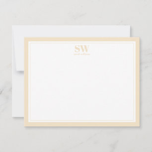 Elegante Monogramm Gelbe Grenze Minimalistisch Mitteilungskarte