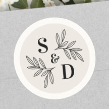 Elegante monogramm helle, neutrale Elfenbeinhochze