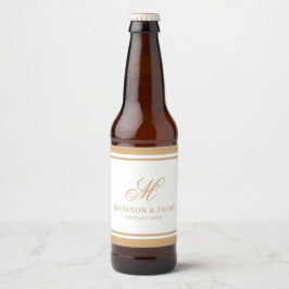 Elegante Monogramm-Hochzeit Bierflaschenetikett
