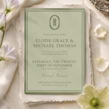 Elegante Monogramm-Hochzeit in Salbeigrün