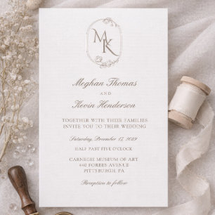 Elegante Monogramm-Hochzeit Klassisch Formal Einladung