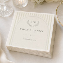 Elegante Monogramm-Hochzeit mit Streifen in Salbei