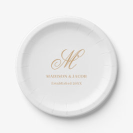 Elegante Monogramm-Hochzeit Pappteller
