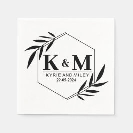 elegante monogramm Hochzeit schwarz-weiß Serviette