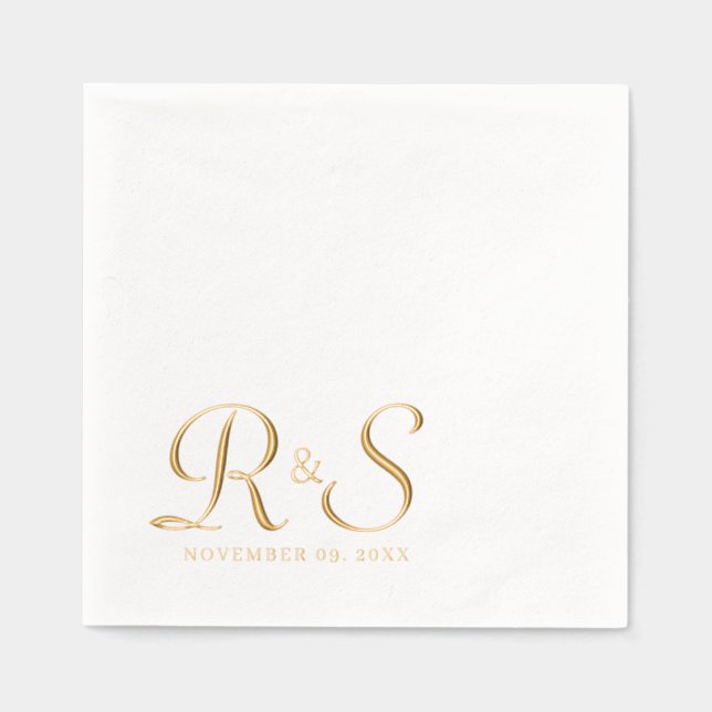 Elegante Monogramm-Hochzeit Servietten Mit Folie (Vorderseite)