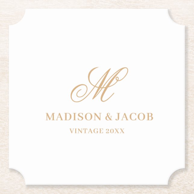 Elegante Monogramm-Hochzeit  Untersetzer (Vorderseite)