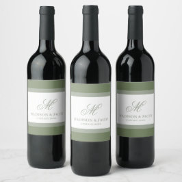 Elegante Monogramm-Hochzeit Weinetikett