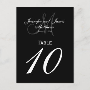 Elegante Monogramm-Hochzeits-Tischnummernkarten Postkarte