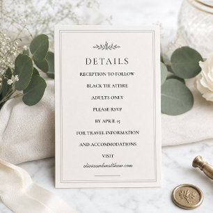 Elegante Monogramm-Hochzeitsdetailkarte in Jägergr Save The Date