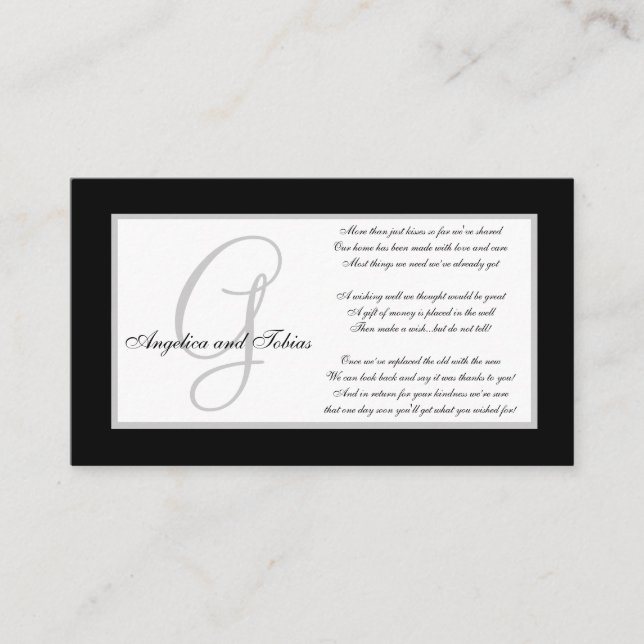 Elegante Monogramm Hochzeitskarten mit Wunschzette Begleitkarte (Vorderseite)