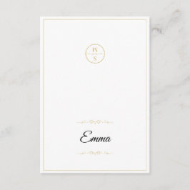 Elegante Monogramm-Hochzeitsplatzkarte Skript Gold