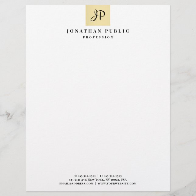 Elegante Monogramm-Imitat-Goldschablone bezaubernd Briefbogen (Vorderseite)