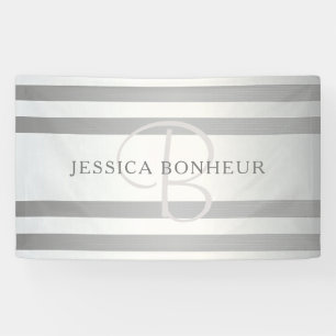 Elegante Monogramm-Imitate Silberglänzende graue S Banner