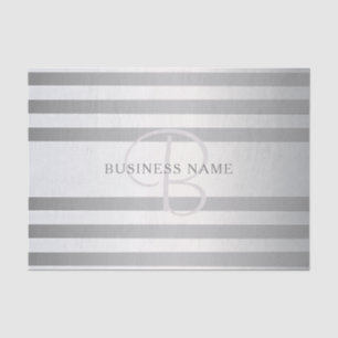 Elegante Monogramm-Imitate Silberglänzende graue S Seidenpapier