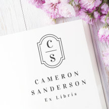 Elegante Monogramm-Initialen Ex Libris Buch