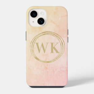 Elegante Monogramm-Initialen Goldene Kreise iPhone 14 Hülle