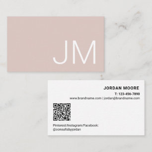 Elegante Monogramm-Initialen Professionell Rosa QR Visitenkarte