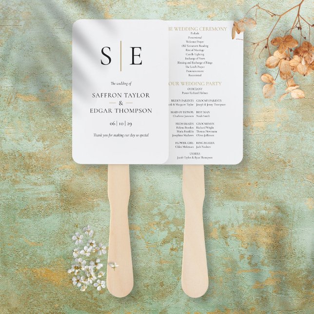 Elegante Monogramm-Initialien Hochzeitsprogramm Fächer (Von Creator hochgeladen)