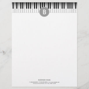 Elegante Monogramm-Klaviertasten-Briefkopf Briefbogen