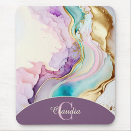 Elegante Monogramm-Marmor-Flüssigtinte Mousepad