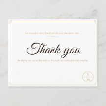 Elegante Monogramm-Minimal-Hochzeits-Dankeskarten