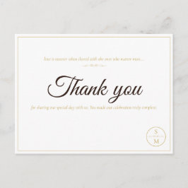 Elegante Monogramm-Minimal-Hochzeits-Dankeskarten Postkarte