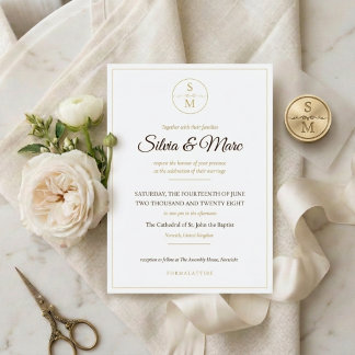 Elegante Monogramm-Minimal-Hochzeits-Einladung Einladung