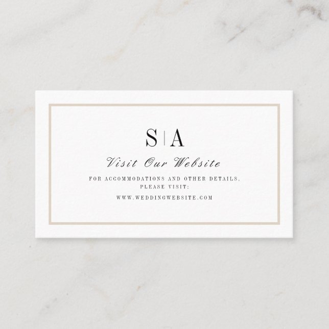 Elegante monogramm minimalistische Website Einlege Platzkarte (Vorderseite)