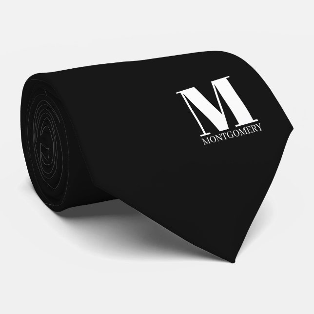 Elegante Monogramm + Name Hochzeitskrawatte Krawatte (Gerollt)