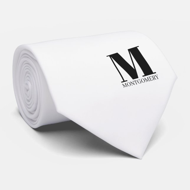 Elegante Monogramm + Name Hochzeitsschlips Krawatte (Gerollt)