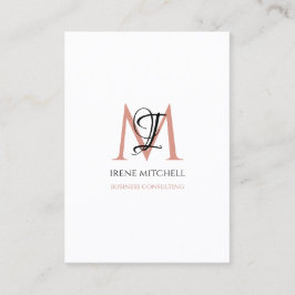 Elegante Monogramm Name Schwarz-weiße Rose Gold Visitenkarte