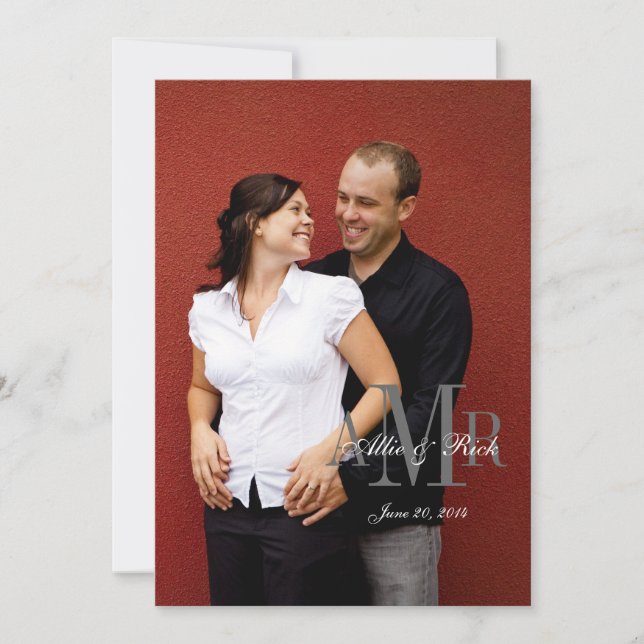 Elegante Monogramm-Paar-Foto-Hochzeits-Einladung Einladung (Vorderseite)
