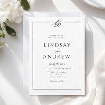 Elegante Monogramm-Rand Weiße Hochzeit