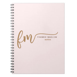 Elegante Monogramm Rosa und Goldschrift Notizblock