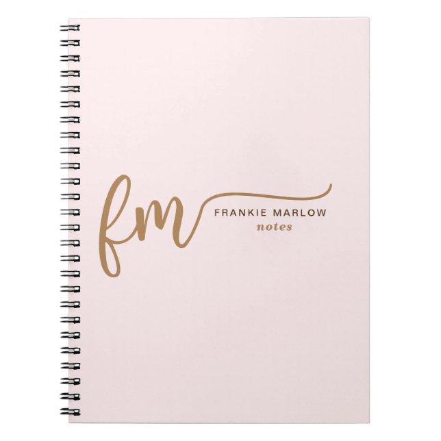 Elegante Monogramm Rosa und Goldschrift Notizblock (Vorderseite)