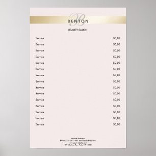 Elegante Monogramm Roségoldstreifen Preisliste  Poster