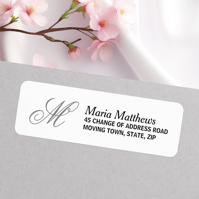 Elegante Monogramm-Rücksendeadresse (Elegant monogram return address label)