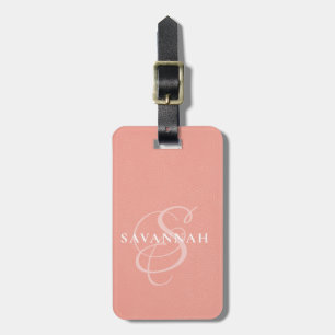 Elegante Monogramm-Schrift Rosa Hübsches Leder Gepäckanhänger