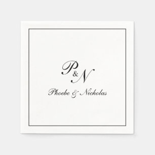 Elegante Monogramm Schwarz-Weiß-Feierliche Hochzei Serviette