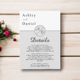 Elegante Monogramm Schwarz-Weiß-Grau-Chic Hochzeit Begleitkarte