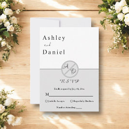 Elegante Monogramm Schwarz-Weiß-Grau-Chic Hochzeit RSVP Karte